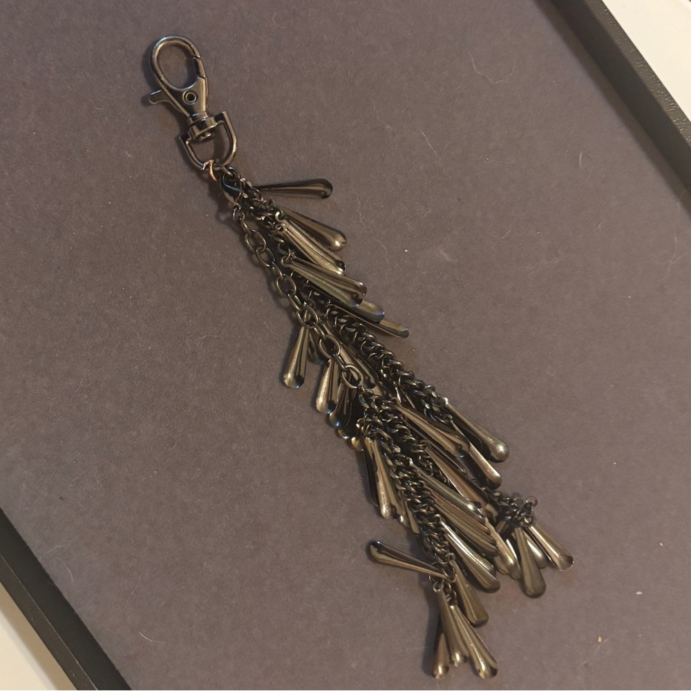 Moto Bag Charm - Chic Gunmetal Layers - Keychain - Handbag Charm - Upcycled